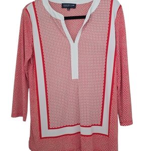 Jones New York Red and White Relaxed Tunic